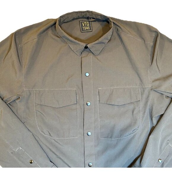 VTG 1946 Mens Button Down Breathable Shirt Gray Long Sleeve Pockets Men's Size L - Picture 5 of 11